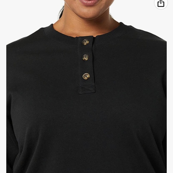 Amazon essentials Women’s pkus size Henley fleece sweatshirt‎ . NWT - Picture 2 of 7